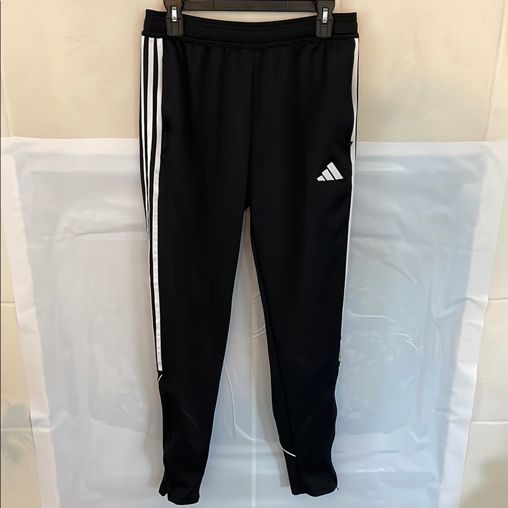Adidas Black Athletic Pants Tapered Fit